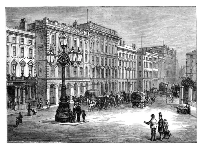 Framed Print : Portland Street, Manchester, late 19th century Framed Print : Portland Street, Manchester, late 19th century