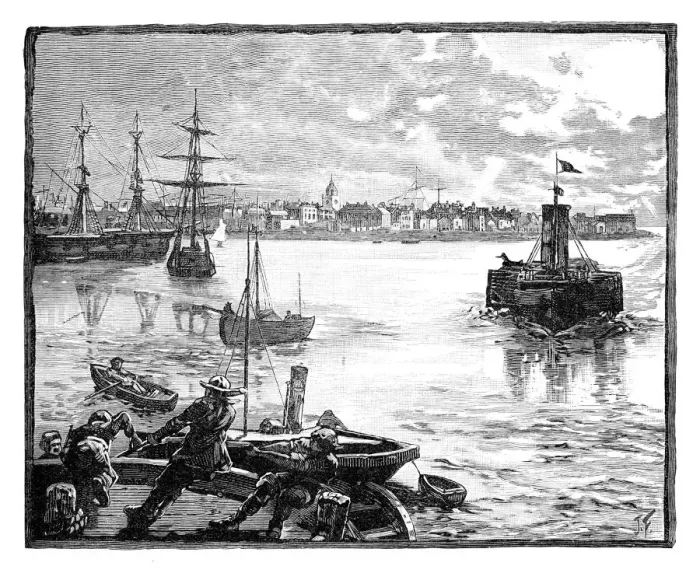 Framed Print : Portmouth Harbour, Hampshire, c1888 Framed Print : Portmouth Harbour, Hampshire, c1888