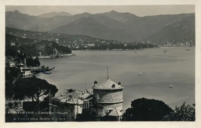 Framed Print : Portofino - Castello Braun e Panorama Golfo Tigulio, c1900 Framed Print : Portofino - Castello Braun e Panorama Golfo Tigulio, c1900