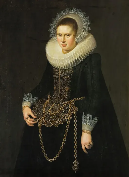 Framed Print : Portrait of a 22-Year-Old Woman, 1622. Creators: Cornelis van de Voort, Pieter Miereveld Framed Print : Portrait of a 22-Year-Old Woman, 1622. Creators: Cornelis van de Voort, Pieter Miereveld