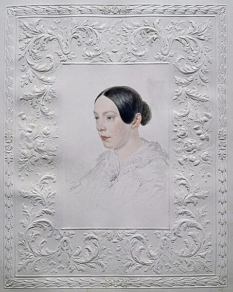 Portrait of Adelaida Alexandrovna Senkovskaya (1800-1858), nee Baroness von Rahl, End 1840s. Artist: Briullov, Alexander Pavlovich (1798-1877)