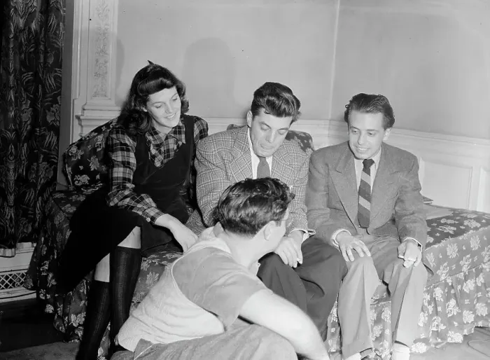 Framed Print : Portrait of Adele Girard, Joe Marsala, Nesuhi Ertegun, and William P. Gottlieb...Washington, ca1940. Creator: Delia Potofsky Gottlieb Framed Print : Portrait of Adele Girard, Joe Marsala, Nesuhi Ertegun, and William P. Gottlieb...Washington, ca1940. Creator: Delia Potofsky Gottlieb