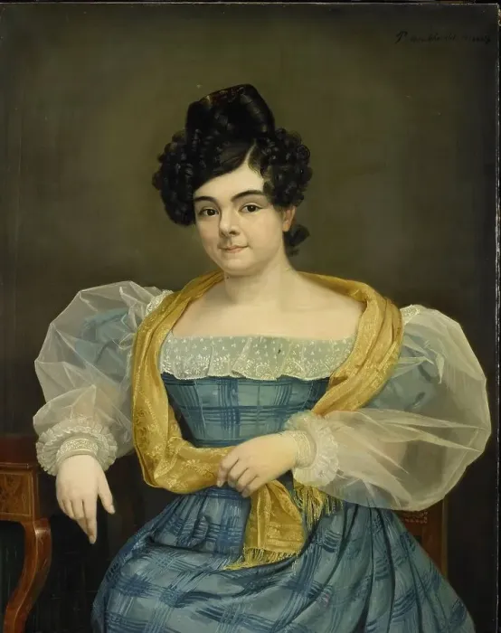 Framed Print : Portrait of Adriana Johanna van Wijck, Wife of Johannes Ploos van Amstel, 1829. Creator: Petrus van Schendel Framed Print : Portrait of Adriana Johanna van Wijck, Wife of Johannes Ploos van Amstel, 1829. Creator: Petrus van Schendel
