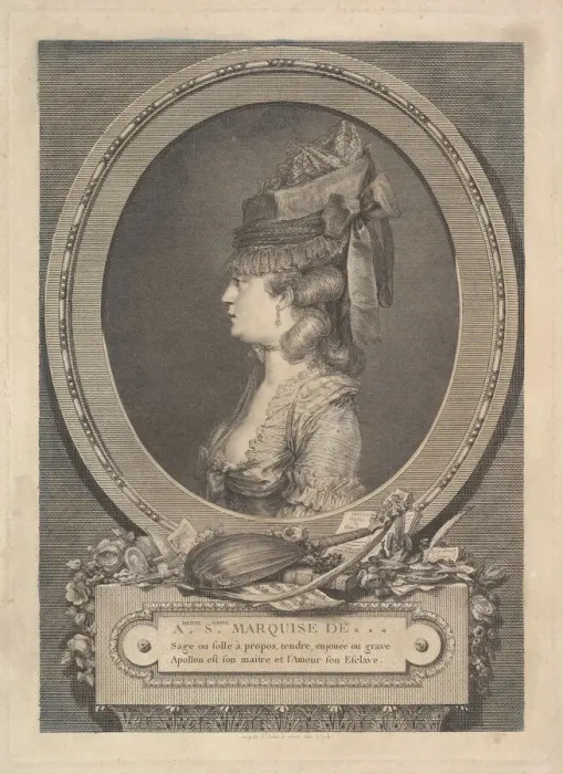 Framed Print : Portrait of Adrienne-Sophie Marquise de ***, 1779. Creator: Augustin de Saint-Aubin Framed Print : Portrait of Adrienne-Sophie Marquise de ***, 1779. Creator: Augustin de Saint-Aubin