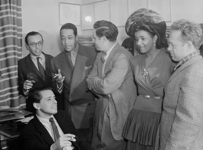Framed Print : Portrait of Ahmet M. Ertegun, Nesuhi Ertegun, Duke Ellington, William P. Gottlieb... Maryland, 1941 Creator: Delia Potofsky Gottlieb Framed Print : Portrait of Ahmet M. Ertegun, Nesuhi Ertegun, Duke Ellington, William P. Gottlieb... Maryland, 1941 Creator: Delia Potofsky Gottlieb