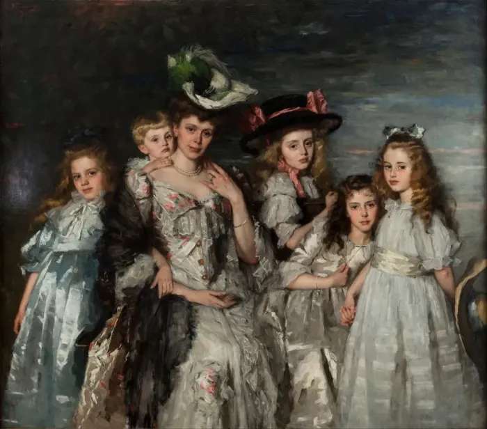 Framed Print : Portrait of Aleida Gijsberta Maria van Ogtrop-Hanlo (1871-1944) and her five children, 1906. Artist: Schwartze, Therese (1851-1918) Framed Print : Portrait of Aleida Gijsberta Maria van Ogtrop-Hanlo (1871-1944) and her five children, 1906. Artist: Schwartze, Therese (1851-1918)