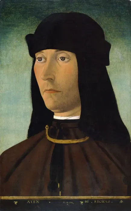 Framed Print : Portrait of Alessandro de Richao. Artist: Mazzola, Filippo (1460-1505) Framed Print : Portrait of Alessandro de Richao. Artist: Mazzola, Filippo (1460-1505)