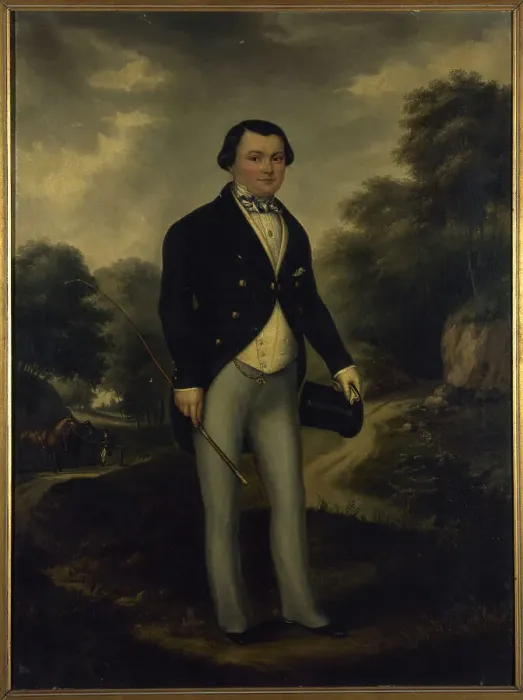Framed Print : Portrait of Alexandre Perumon (1815-1886), in riding outfit, Bois de Boulogne, c1845. Creator: Unknown Framed Print : Portrait of Alexandre Perumon (1815-1886), in riding outfit, Bois de Boulogne, c1845. Creator: Unknown