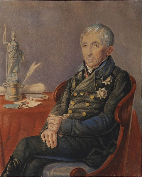 Portrait of Alexey Nikolayevich Olenin (1763-1843), 1820s. Artist: Olenin, Pyotr Alexeevich (1828-1855)