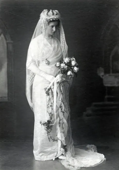 Framed Print : Portrait of Alfhild Arosenius (1880-1966) in wedding dress, 1913. Creator: Ferdinand Flodin Framed Print : Portrait of Alfhild Arosenius (1880-1966) in wedding dress, 1913. Creator: Ferdinand Flodin
