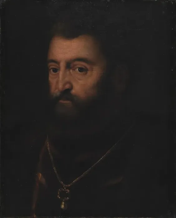 Framed Print : Portrait of Alfonso d'Este Duke of Ferrara, late 16th or early 17th century. Creator: Copy after Titian Framed Print : Portrait of Alfonso d'Este Duke of Ferrara, late 16th or early 17th century. Creator: Copy after Titian