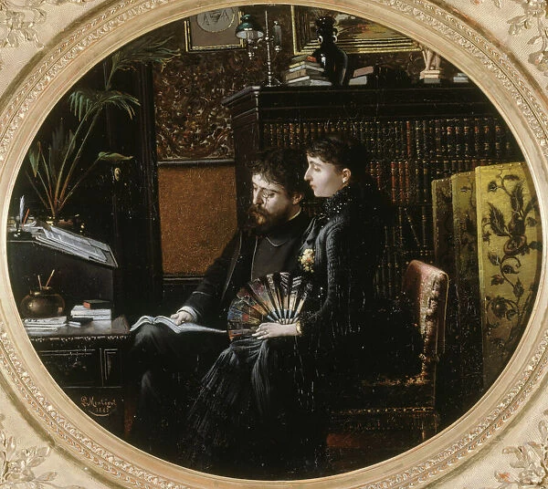 Portrait of Alphonse Daudet (1840-1897) and his wife (nee Julie Allard), 1883
