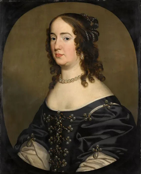 Framed Print : Portrait of Amalia van Solms (1602-75), in or after c.1651. Creator: Workshop of Gerard van Honthorst Framed Print : Portrait of Amalia van Solms (1602-75), in or after c.1651. Creator: Workshop of Gerard van Honthorst