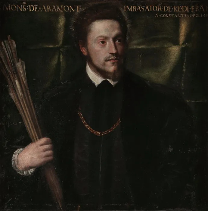 Framed Print : Portrait of the Ambassador Gabriel de Luetz d'Aramont, 1541-1542. Creator: Titian (1488-1576). Portrait of the Ambassador Gabriel de Luetz d'Aramont, 1541-1542
