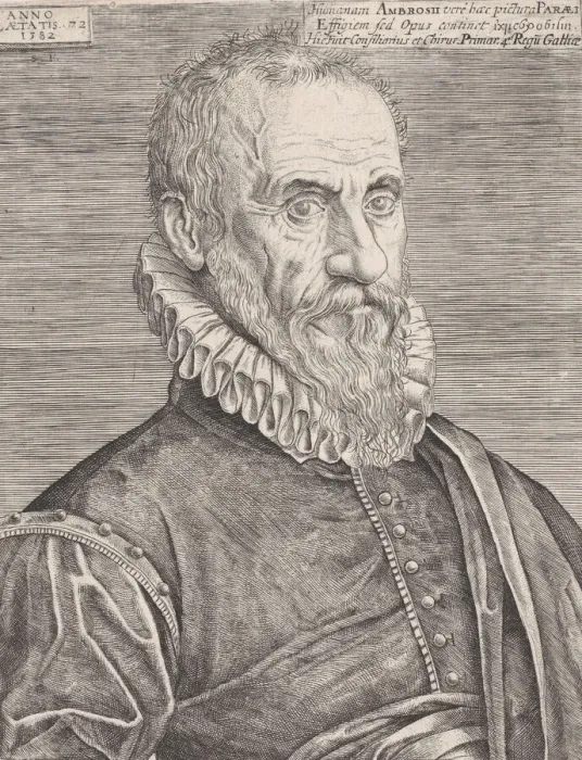 Framed Print : Portrait of Ambroise Pare, the Kings surgeon, 1582. Creator: Etienne Delaune