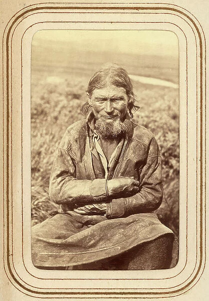 Portrait of Amund Persson (Menlös) Hunsi, 64 years old, Tuorpon Sami village, 1868. Creator: Lotten von Duben