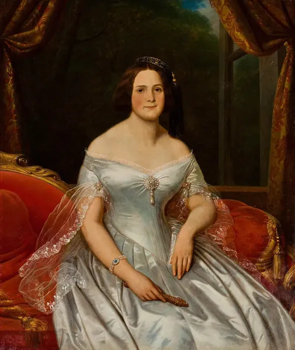Framed Print : Portrait of Anna Benardaki, ca 1844. Creator: Steuben, Charles de (1788-1856) Framed Print : Portrait of Anna Benardaki, ca 1844. Creator: Steuben, Charles de (1788-1856)