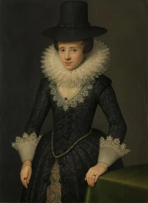 Framed Print : Portrait of Anna Boudaen Courten (1599-1622), 1619. Creator: Salomon Mesdach Framed Print : Portrait of Anna Boudaen Courten (1599-1622), 1619. Creator: Salomon Mesdach