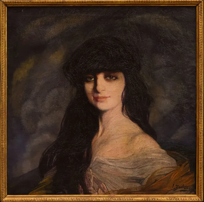 Framed Print : Portrait of Anna-Elisabeth, Comtesse Mathieu de Noailles (1876-1933), 1913. Creator: Zuloaga y Zabaleto; Ignacio (1870-1945) Framed Print : Portrait of Anna-Elisabeth, Comtesse Mathieu de Noailles (1876-1933), 1913. Creator: Zuloaga y Zabaleto; Ignacio (1870-1945)