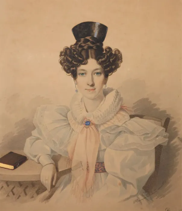 Framed Print : Portrait of Anna Platonovna Plautina (1808-1886), 1830s. Creator: Hampeln, Carl, von