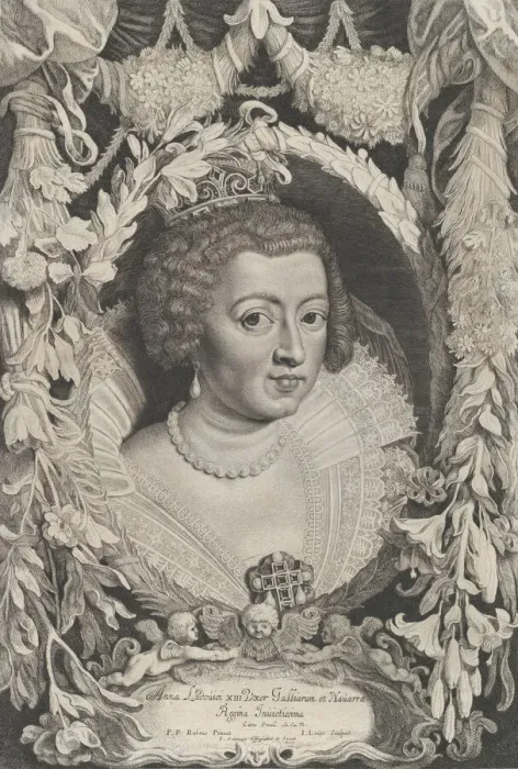 Framed Print : Portrait of Anne of Austria, Queen of France, ca. 1650. Creators: Jacob Louys, Pieter Soutman Framed Print : Portrait of Anne of Austria, Queen of France, ca. 1650. Creators: Jacob Louys, Pieter Soutman