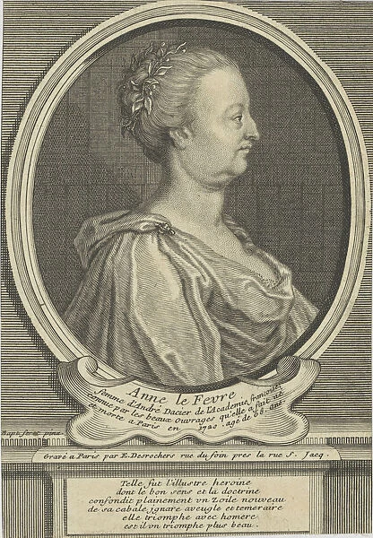 Portrait of Anne Dacier nee Le Fevre (1647-1720), ca 1720. Creator: Desrochers