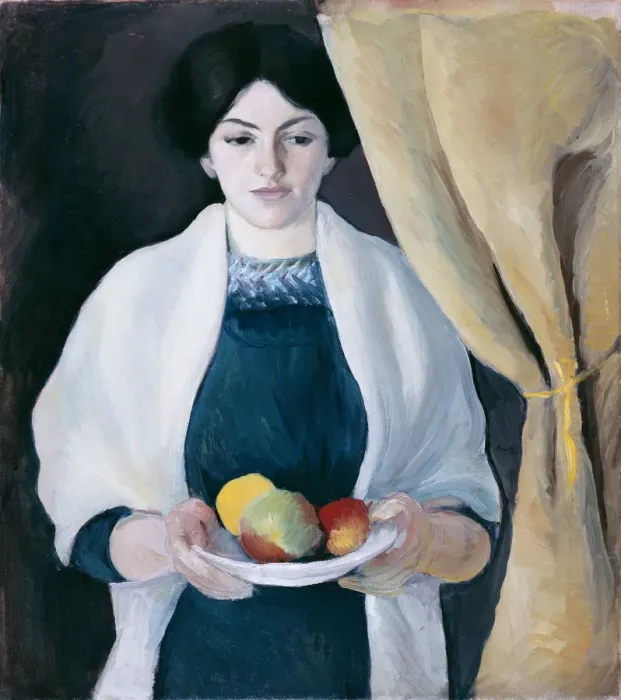 Framed Print : Portrait with Apples. Artist: Macke, August (1887-1914) Framed Print : Portrait with Apples. Artist: Macke, August (1887-1914)