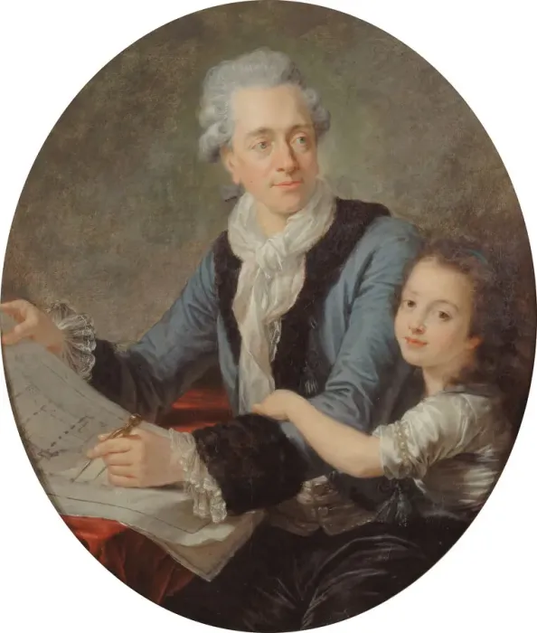 Framed Print : Portrait of the Architect Claude Nicolas Ledoux (1736-1806) with his daughter, ca 1782 Framed Print : Portrait of the Architect Claude Nicolas Ledoux (1736-1806) with his daughter, ca 1782
