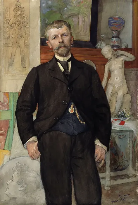 Framed Print : Portrait of the Architect Jac. Ahrenberg, 1898. Creator: Carl Larsson Framed Print : Portrait of the Architect Jac. Ahrenberg, 1898. Creator: Carl Larsson