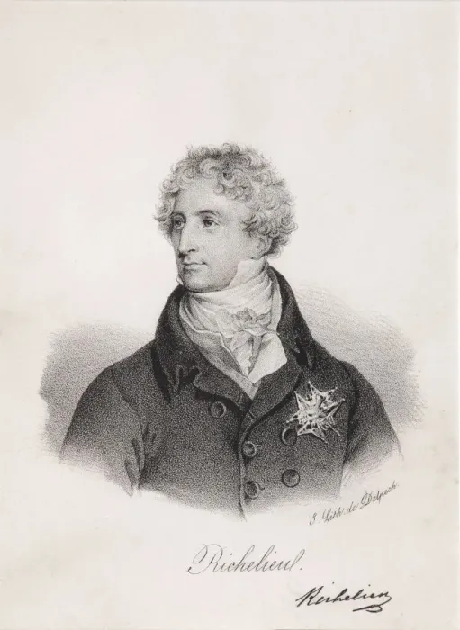 Framed Print : Portrait of Armand Emmanuel du Plessis, duc de Richelieu, 1820s. Artist: Delpech, Francois Seraphin (1778-1825) Framed Print : Portrait of Armand Emmanuel du Plessis, duc de Richelieu, 1820s. Artist: Delpech, Francois Seraphin (1778-1825)