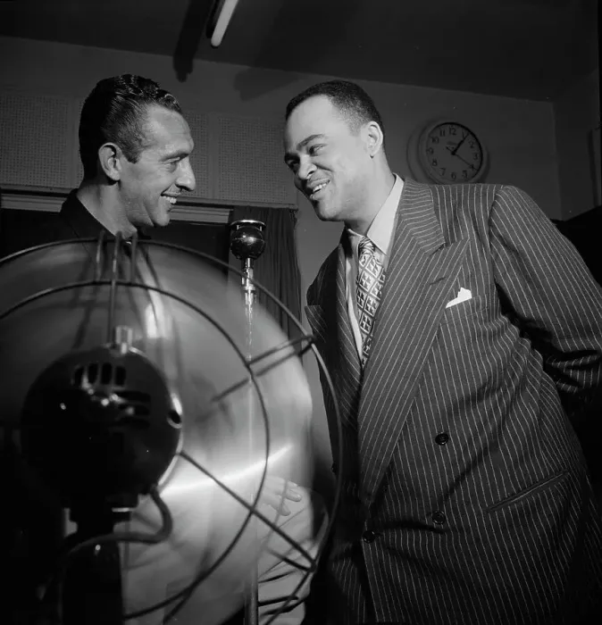 Framed Print : Portrait of Arnett Cobb and Symphony Sid, WHOM, New York, N.Y. 1946. Creator: William Paul Gottlieb