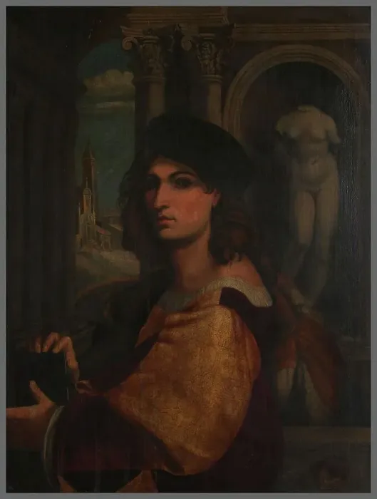 Framed Print : Portrait of the artist, copy after self-portrait of Domenico Capriolo. Creator: Unknown Framed Print : Portrait of the artist, copy after self-portrait of Domenico Capriolo. Creator: Unknown