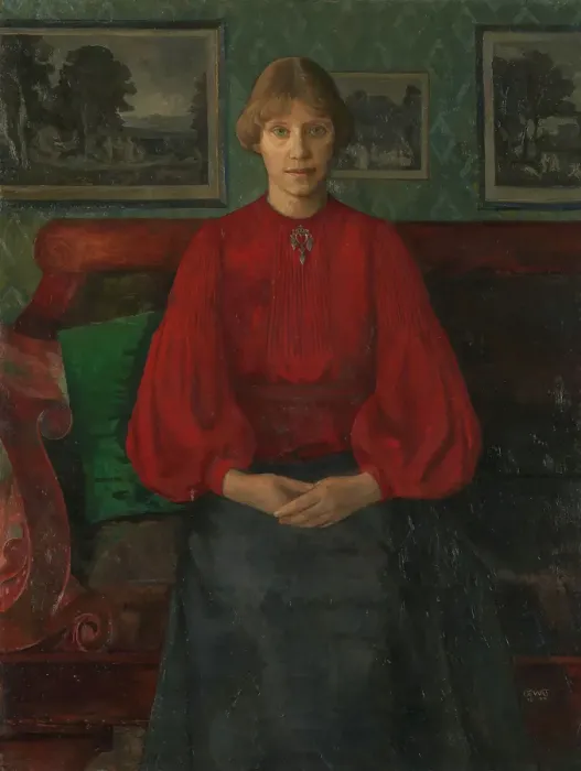 Framed Print : Portrait of the Artist Kris Laache Torne, 1899. Creator: Oluf Wold-Torne