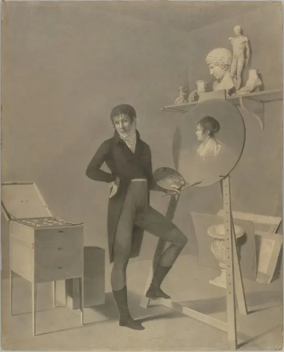 Framed Print : Portrait of an Artist in his Studio, about 1800. Creator: Robert Lefevre Framed Print : Portrait of an Artist in his Studio, about 1800. Creator: Robert Lefevre