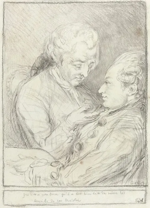 Framed Print : Portrait of the Artist with His Younger Brother, Augustin Saint-Aubin, 1771. Creator: Gabriel de Saint-Aubin Framed Print : Portrait of the Artist with His Younger Brother, Augustin Saint-Aubin, 1771. Creator: Gabriel de Saint-Aubin