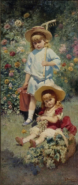 Portrait of the Artists Children, 1882. Artist: Makovsky, Konstantin Yegorovich (1839-1915)