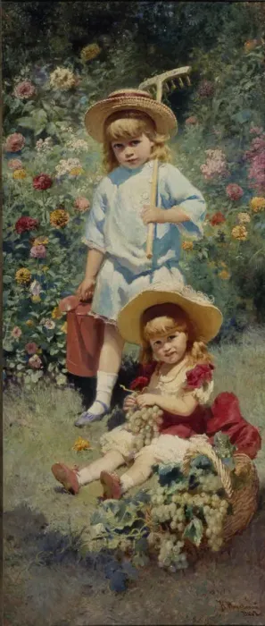 Framed Print : Portrait of the Artists Children, 1882. Artist: Makovsky, Konstantin Yegorovich (1839-1915) Framed Print : Portrait of the Artists Children, 1882. Artist: Makovsky, Konstantin Yegorovich (1839-1915)