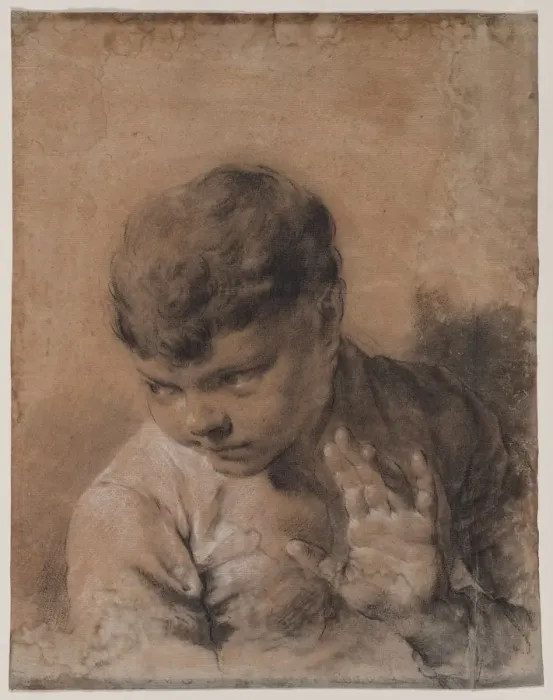 Framed Print : A Portrait of the Artists Son Giacomo, c. 1735. Creator: Giovanni Battista Piazzetta (Italian Framed Print : A Portrait of the Artists Son Giacomo, c. 1735. Creator: Giovanni Battista Piazzetta (Italian