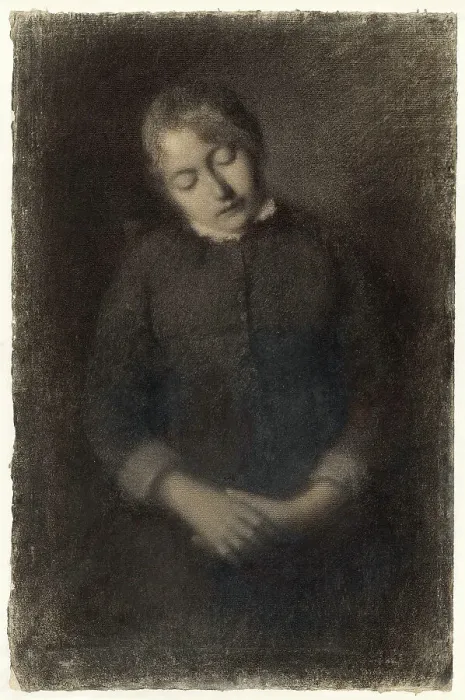 Framed Print : Portrait of the Artist's Wife Asleep (Marie Guilloux), c. 1880. Creator: Albert Lebourg Framed Print : Portrait of the Artist's Wife Asleep (Marie Guilloux), c. 1880. Creator: Albert Lebourg