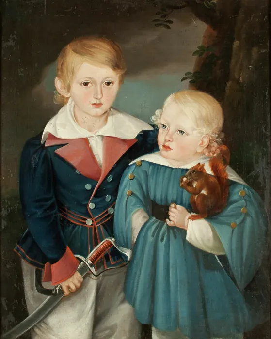 Framed Print : Portrait of August and Jan Sachark, c1835. Creator: Franciszek Charugiewicz Framed Print : Portrait of August and Jan Sachark, c1835. Creator: Franciszek Charugiewicz