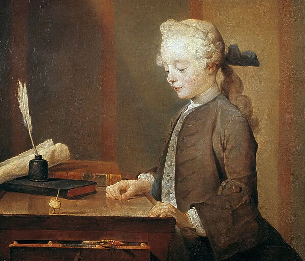 Portrait of Auguste Gabriel Godefroy (A Child with a Teetotum), 1741. Creator: Chardin, Jean-Baptiste Siméon (1699-1779)