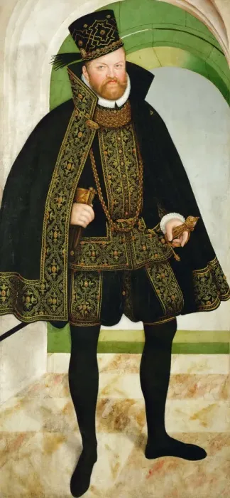 Framed Print : Portrait of Augustus, Elector of Saxony (1526-1586), c. 1570. Artist: Cranach, Lucas, the Younger (1515-1586) Framed Print : Portrait of Augustus, Elector of Saxony (1526-1586), c. 1570. Artist: Cranach, Lucas, the Younger (1515-1586)
