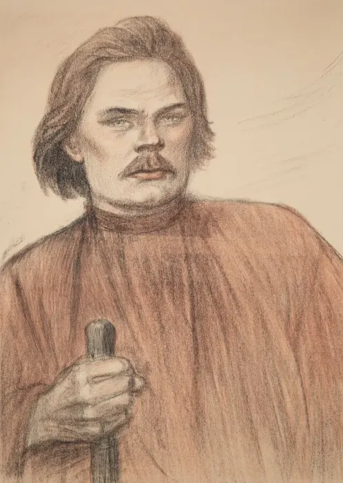 Framed Print : Portrait of the author Maxim Gorky (1868-1939), 1905. Creator: Steinlen
