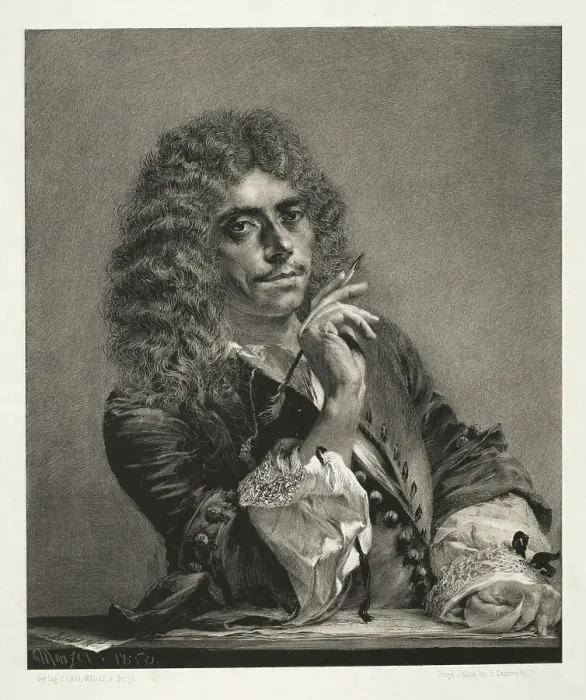 Framed Print : Portrait of the author Moliére (1622-1673), 1850. Creator: Menzel, Adolph Friedrich, von (1815-1905) Framed Print : Portrait of the author Moliére (1622-1673), 1850. Creator: Menzel, Adolph Friedrich, von (1815-1905)