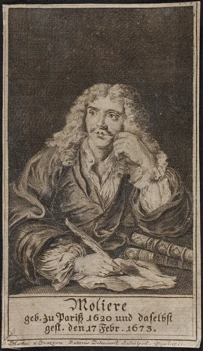 Framed Print : Portrait of the author Moliére (1622-1673), 1751. Creator: Anonymous Framed Print : Portrait of the author Moliére (1622-1673), 1751. Creator: Anonymous