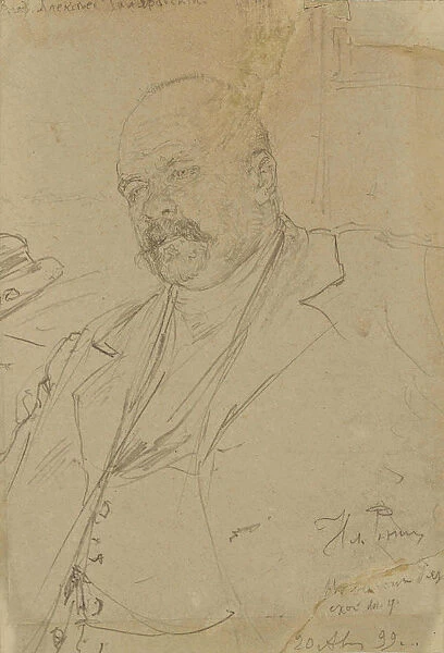 Portrait of the author Vladimir Alekseyevich Gilyarovsky (1853-1935), 1899