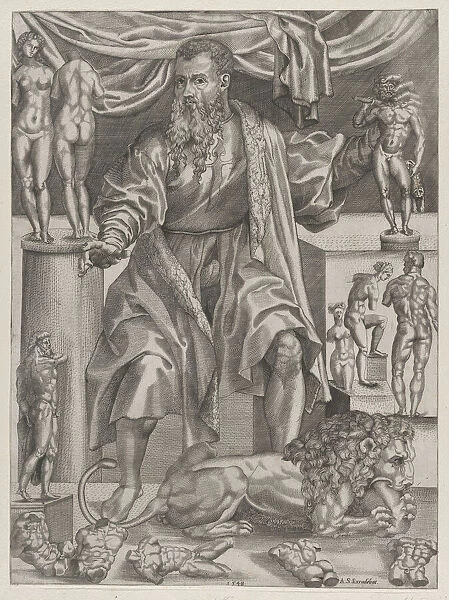 Portrait of Baccio Bandinelli with Lion, 1548. 1548. Creator: Anon