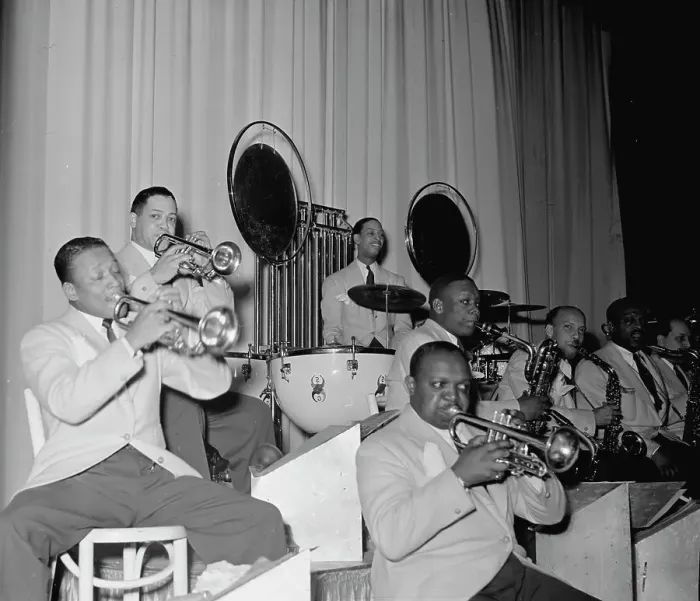 Framed Print : Portrait of Barney Bigard, Ben Webster, Otto... Howard Theater(?), Washington, D.C. 1938. Creator: William Paul Gottlieb Framed Print : Portrait of Barney Bigard, Ben Webster, Otto... Howard Theater(?), Washington, D.C. 1938. Creator: William Paul Gottlieb