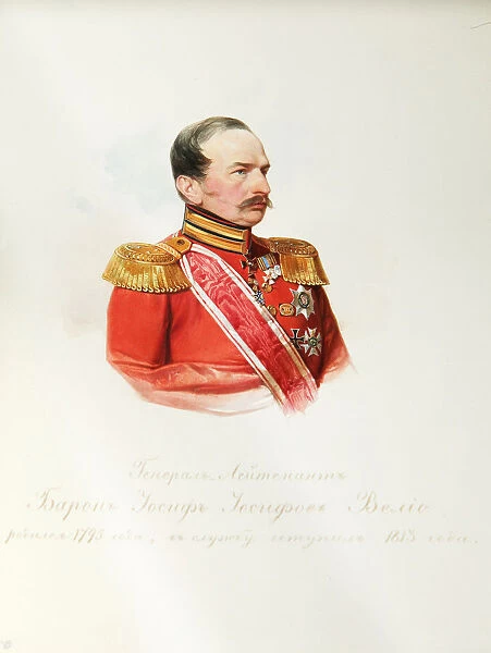 Portrait of Baron Iosif Iosifovich von Velio (1795-1867) (From the Album of the Imperial Horse Guards), 1846-1849. Artist: Hau (Gau), Vladimir Ivanovich (1816-1895)