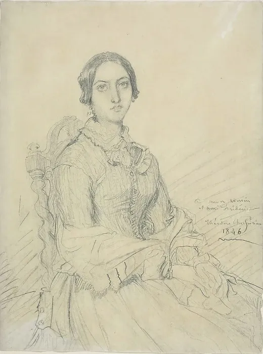 Framed Print : Portrait of the Baroness Chassériau, 1846. Creator: Theodore Chasseriau Framed Print : Portrait of the Baroness Chassériau, 1846. Creator: Theodore Chasseriau